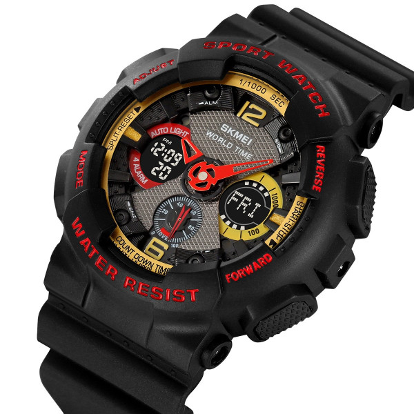 Чоловічий спортивний годинник Skmei 2118BKRD Black-Red 5 ATM