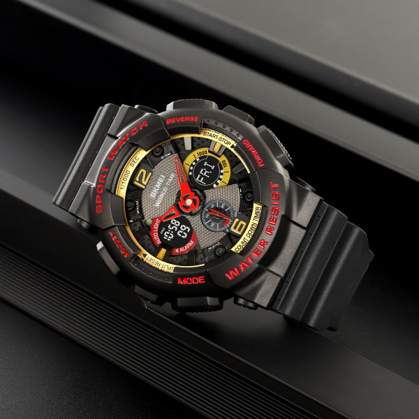 Чоловічий спортивний годинник Skmei 2118BKRD Black-Red 5 ATM