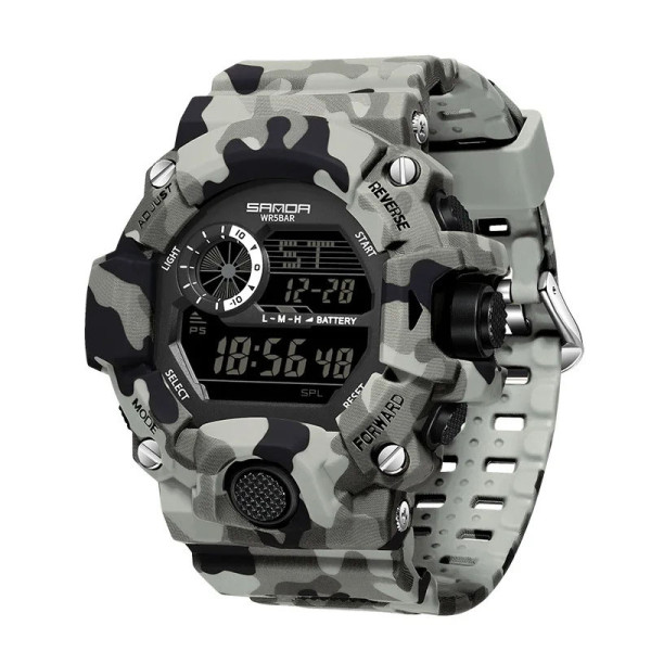 Мужские тактические часы Sanda 2183 Camo Grey-Black 5 ATM камуфляж
