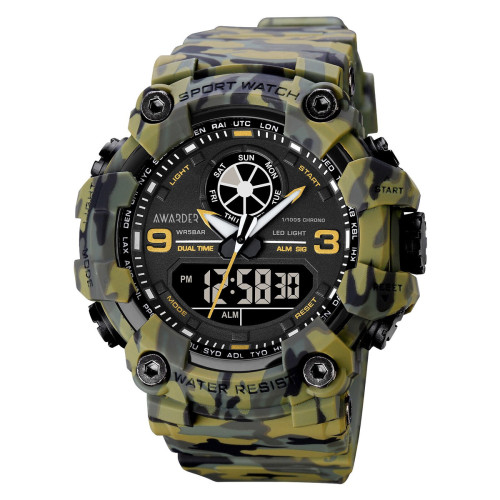 Тактичний чоловічий годинник Awarder 001 Camo Green камуфляж водонепроникний 5 ATM