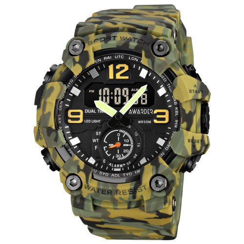 Тактические мужские часы Awarder 003 Camo Green 5 ATM камуфляж