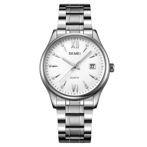Мужские кварцевые часы Skmei 2158SIWT Silver-White с металлическим браслетом