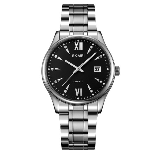 Чоловічий класичний годинник Skmei 2158SIBK Silver-Black з металевим браслетом