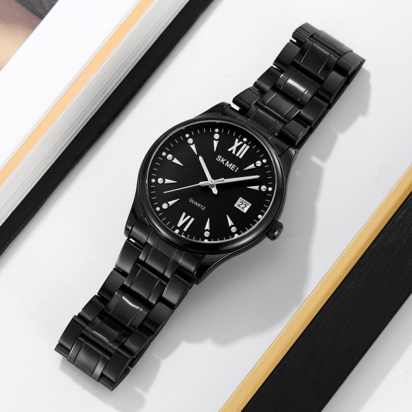 Чоловічий кварцовий годинник Skmei 2158BKBK All Black з металевим браслетом