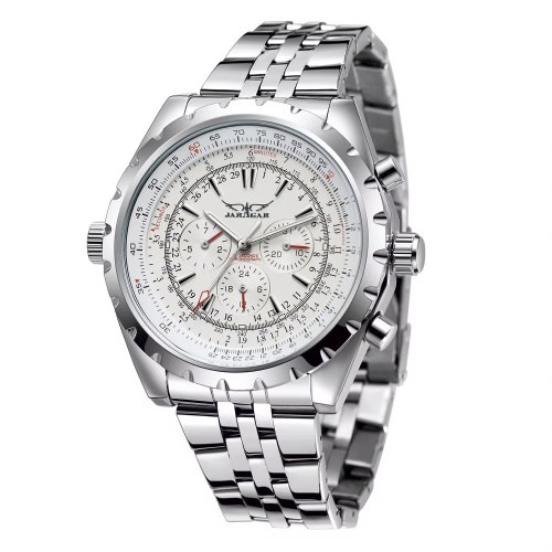 Чоловічий механічний годинник Jaragar 6905 Silver-White сріблястий із білим