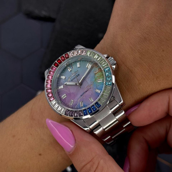 Мужские механические часы Winner 8287 Silver-Blue с автоподзаводом