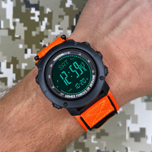 Мужские тактические часы Awarder 036 Nylon Black-Orange с компасом