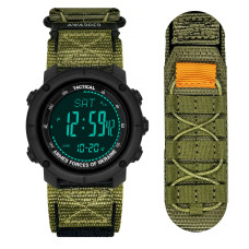 Тактичний чоловічий годинник Awarder 036 Nylon Tactic Black-Army Green з компасом