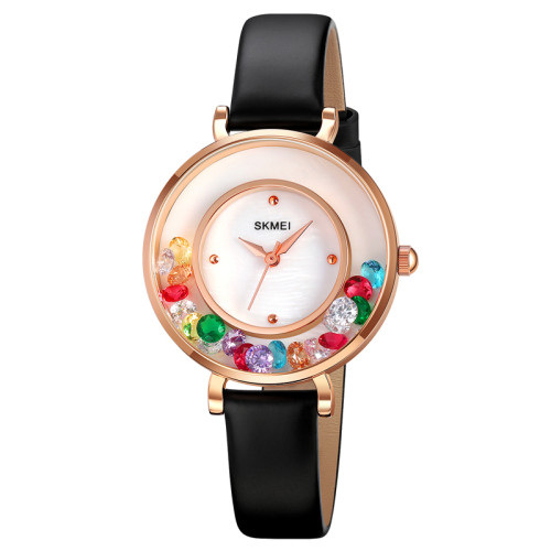 Жіночий годинник Skmei 2041RG Rose Gold кварцовий зі шкіряним ремінцем