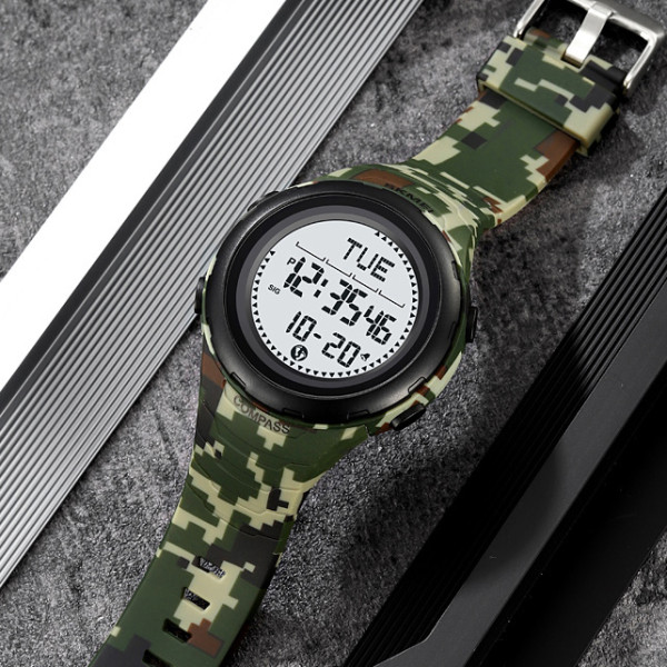 Тактичний чоловічий годинник Skmei 2166CMGN з компасом 5 ATM Army Green