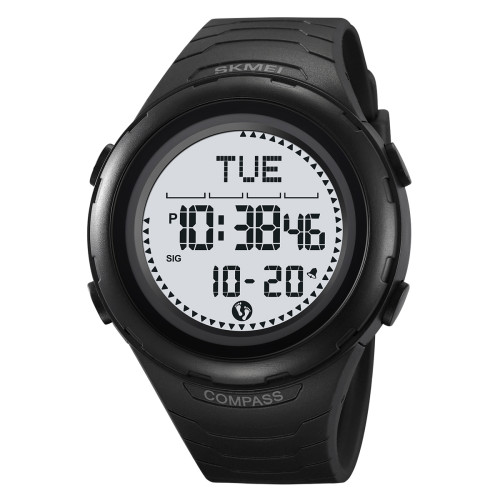 Мужские тактические часы Skmei 2166BKWT с компасом и шагомером Black-White