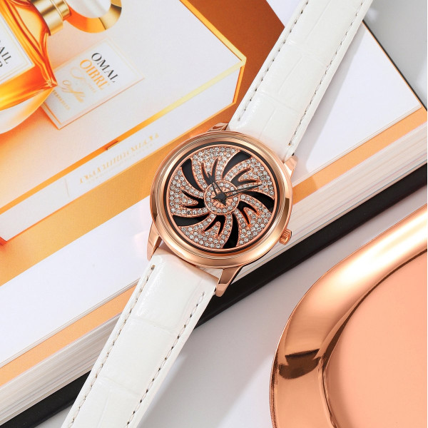 Женские часы Skmei 2179WT White с кожаным корешком