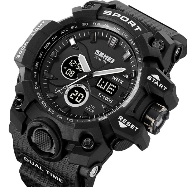 Чоловічий тактичний годинник Skmei 2197BK Black з водозахистом 5 ATM