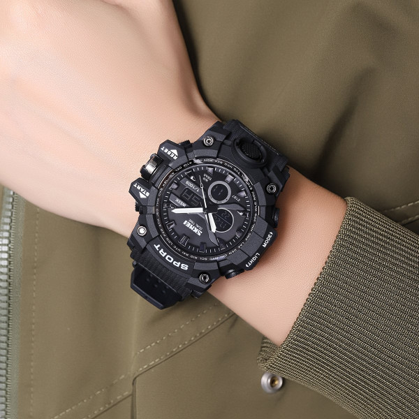 Чоловічий тактичний годинник Skmei 2197BK Black з водозахистом 5 ATM