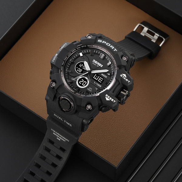 Чоловічий тактичний годинник Skmei 2197BK Black з водозахистом 5 ATM