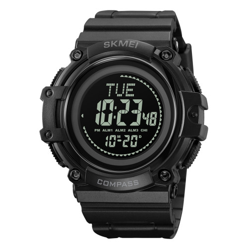 Чоловічий тактичний годинник Skmei 2233BK Black з компасом та водозахистом 5 ATM