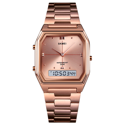 Часы наручные унисекс Skmei 2258RG Rose Gold стрелочно-электронные