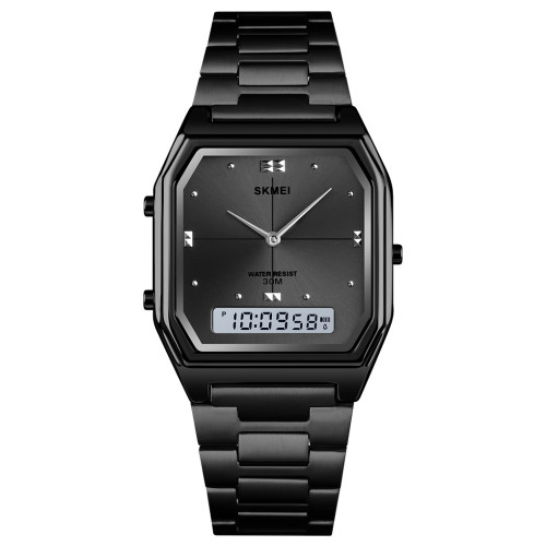 Часы наручные Skmei 2258BK Black металлические комбинированные черные