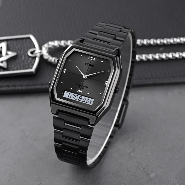 Годинник наручний Skmei 2258BK Black металевий комбінований чорний