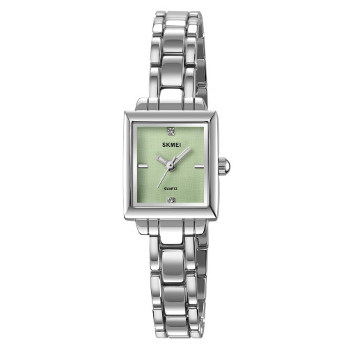Женские часы Skmei 2315SIGN Silver-Green кварцевые со стальным браслетом