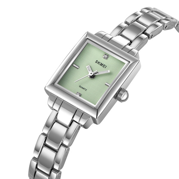 Женские часы Skmei 2315SIGN Silver-Green кварцевые со стальным браслетом