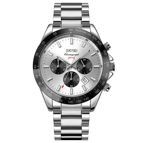 Мужские кварцевые часы Skmei 9259SISI Silver-Silver со стальным браслетом