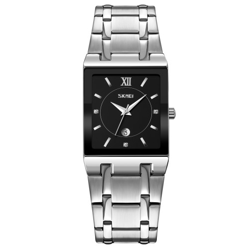Женские часы Skmei 9263SIBK Silver-Black классические металлические