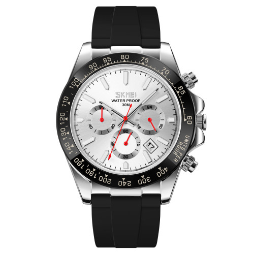 Мужские кварцевые часы Skmei 9275SISI Silver-Silver с хронографом