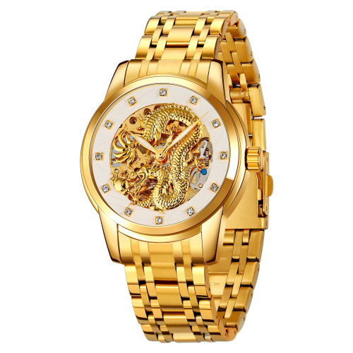 Чоловічий механічний годинник Skmei 9310GDSI Gold-Silver з автопідзаводом