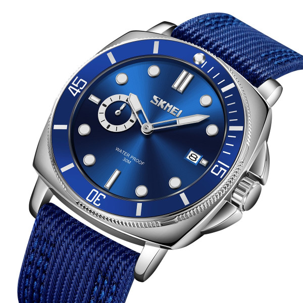 Мужские часы Skmei 9328BU Blue синий нейлоновый ремешок