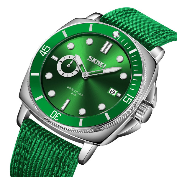 Мужские часы Skmei 9328GN Green с нейлоновым ремешком