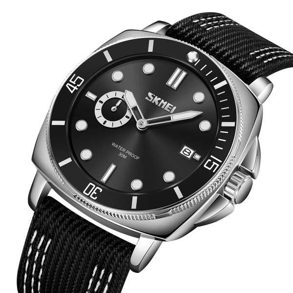 Мужские часы Skmei 9328BK Black с нейлоновым ремешком
