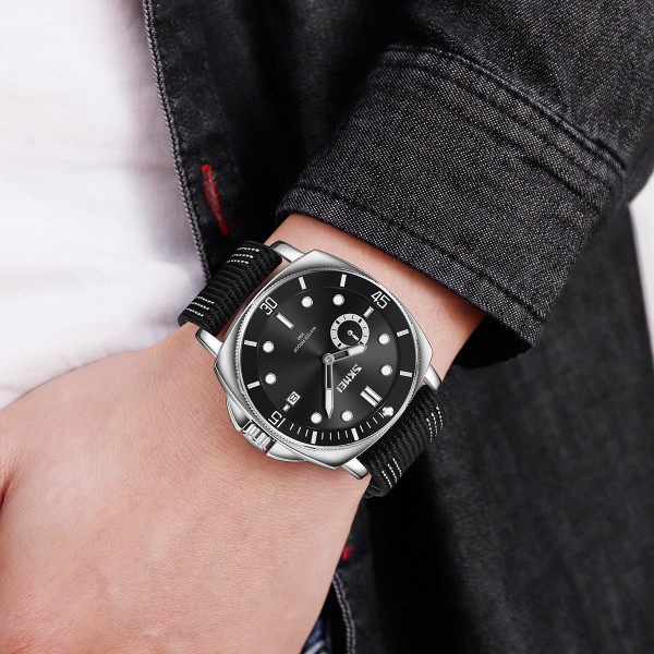 Мужские часы Skmei 9328BK Black с нейлоновым ремешком
