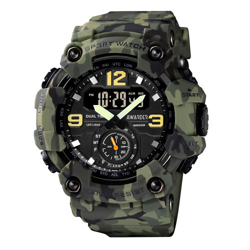 Чоловічий тактичний годинник Awarder 004 Camo Green 5 ATM камуфляж
