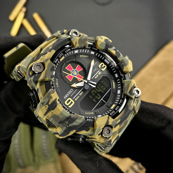 Тактичний чоловічий годинник Awarder 001 ЗСУ Army Green 5 ATM камуфляж