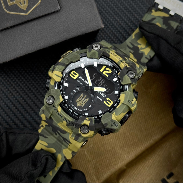Чоловічий тактичний годинник Awarder 004 Тризуб Camo Green 5 ATM