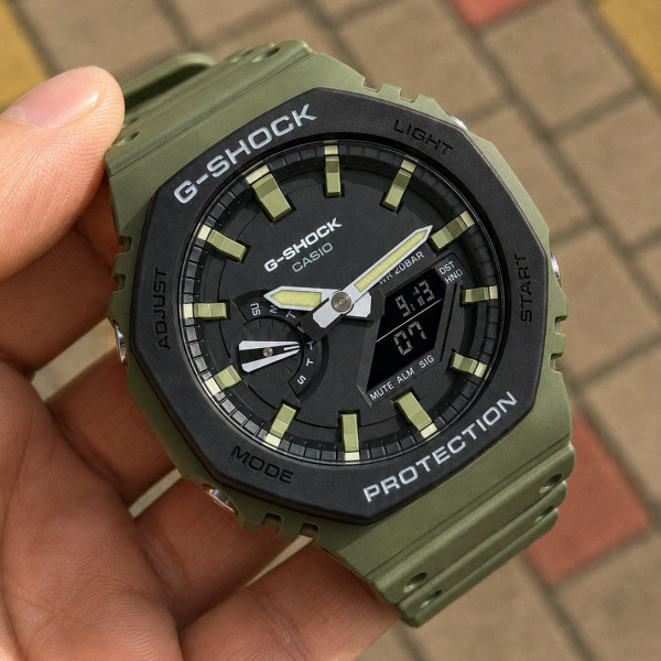 Чоловічий годинник Casio GA-2110SU-3A тактичний 20 ATM зелений