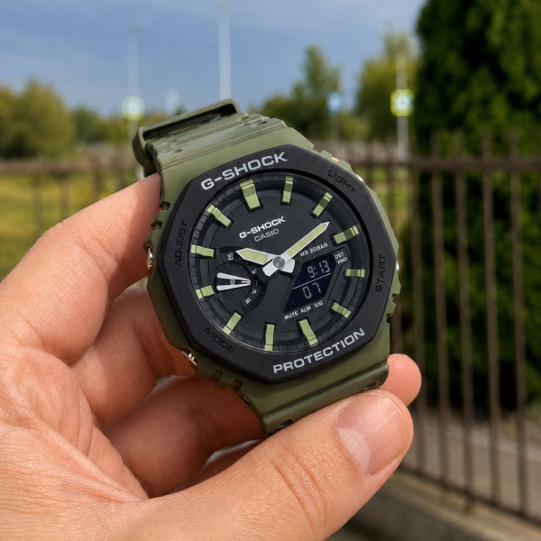 Чоловічий годинник Casio GA-2110SU-3A тактичний 20 ATM зелений