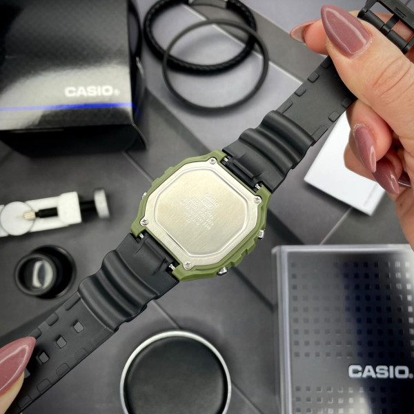Чоловічий годинник Casio W-218H-3A електронний тактичний 5 ATM зелений