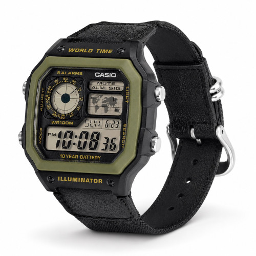 Чоловічий годинник Casio AE-1200WHB-1B тактичний водонепроникний 10 ATM