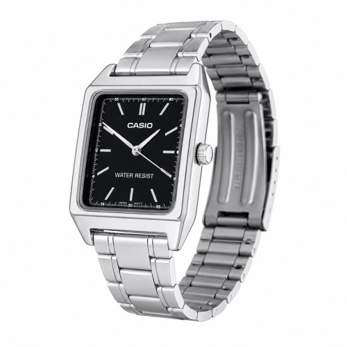 Женские часы Casio LTP-V007D-1E с черным циферблатом и стальным браслетом