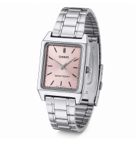Жіночий годинник Casio LTP-V007D-4E з рожевим циферблатом та сталевим браслетом