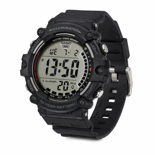 Мужские часы Casio AE-1500WH-1A электронные черные водозащита 10 ATM