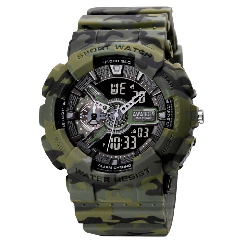 Тактичний чоловічий годинник Awarder 005 Camo Green 5 ATM камуфляж