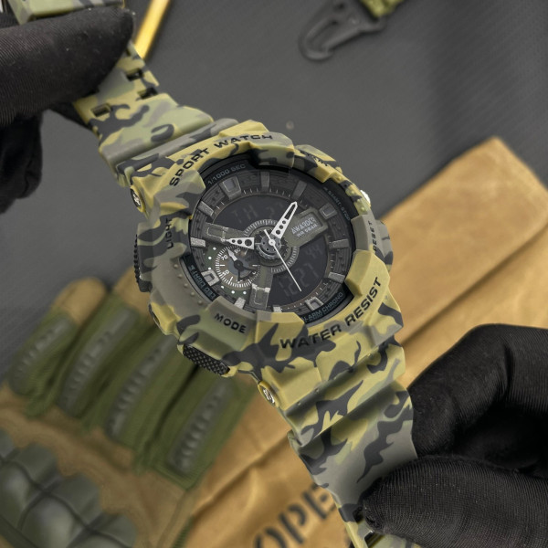 Тактичний чоловічий годинник Awarder 005 Camo Green 5 ATM камуфляж