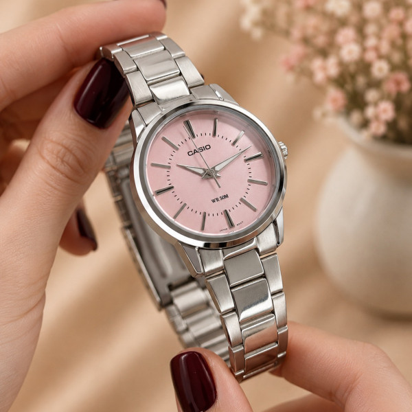 Жіночий годинник Casio LTP-1303D-4A з рожевим циферблатом