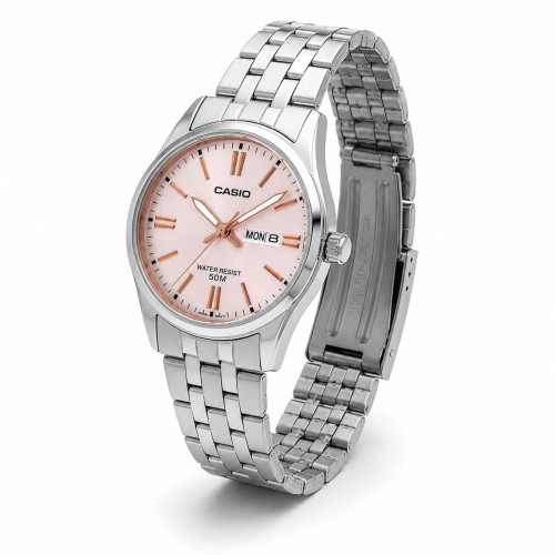 Женские часы Casio LTP-1335D-4A со стальным браслетом и розовым циферблатом