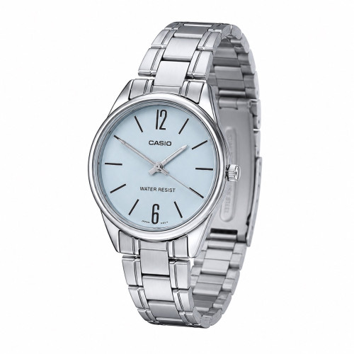 Жіночий наручний годинник Casio LTP-V005D-2B синій циферблат металевий браслет
