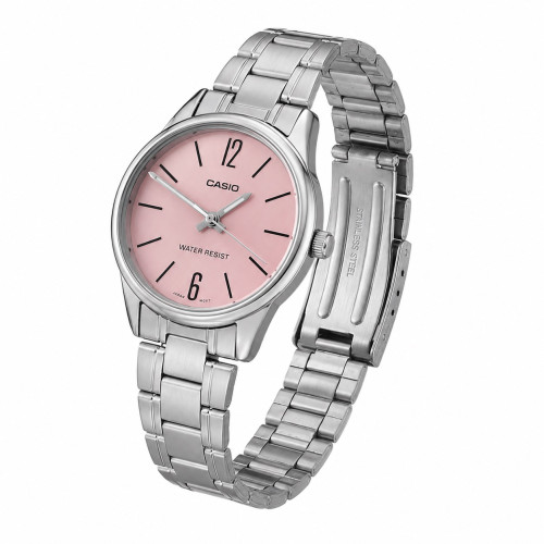 Женские часы Casio LTP-V005D-4B кварцевые розовый циферблат