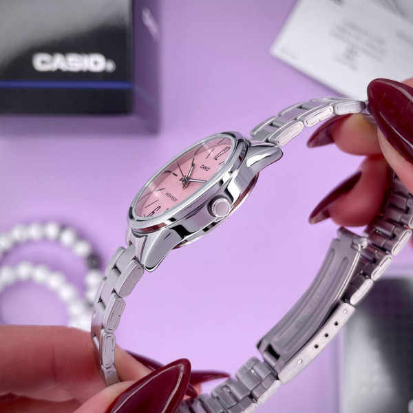 Жіночий годинник Casio LTP-V005D-4B кварцовий рожевий циферблат